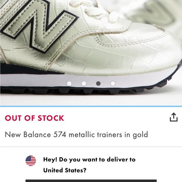 New Balance 574 Gold Sneakers - Picture 8 of 9